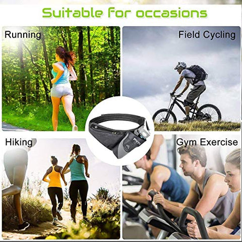 Image of PYFK Running Belt Hydration Waist Pack with Water Bottle Holder for Men Women Waist Pouch Fanny Bag Reflective (Black)