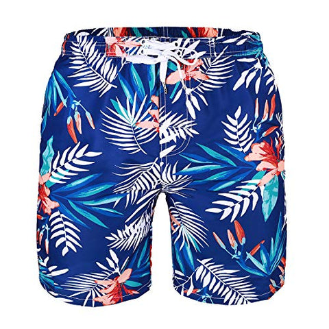 Image of Kute 'n' Koo Boys Swim Trunks, UPF 50+ Quick Dry Boys Swim Shorts for Big Boys and Toddlers, Size from 2T to 18/20 (2T, Tropical Leaf)
