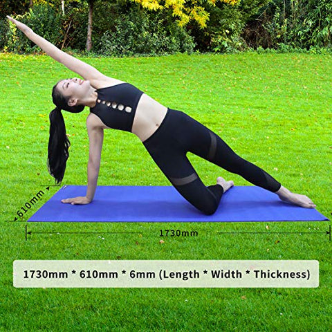 Image of PROIRON Yoga Mat - 173×61×0.6cm BLUE Exercise Mat with Free Travel Carry Bag for Home Gym Fitness 6mm