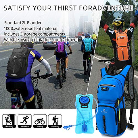 Image of FENGDONG Sports Hydration Packs Backpack with 2L TPU Water Bladder for Hiking,Biking,Running,Cycling,Climbing Included Tube Brush-Blue