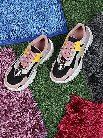 Image of ZAPATOZ Women's Stylish Lightweight | Casual Shoes | Sneakers Black