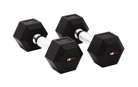 Image of Lifeline 1 Kg Hexa Dumbbell Set Ideal for Home Gym Exercise Workout for Men & Women, Cast Iron Rubber Coated Encased, Perfect for Home Fitness- Pack of 2