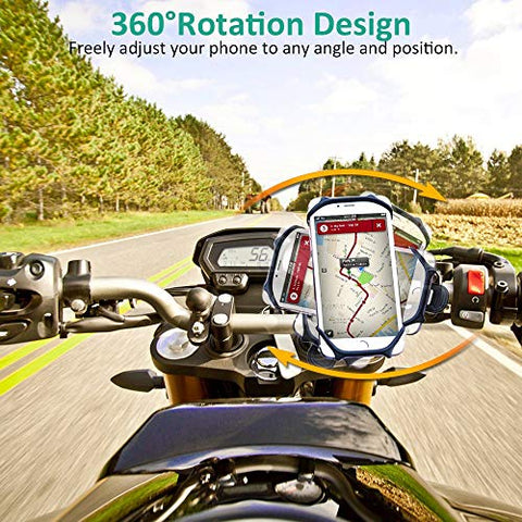 Image of Tarkan Universal Bike Mount Silicone Mobile Holder, 360° Rotating Handlebar Stand for Bicycle, Motorcycle, Scooty Fits All Smartphones (Black)