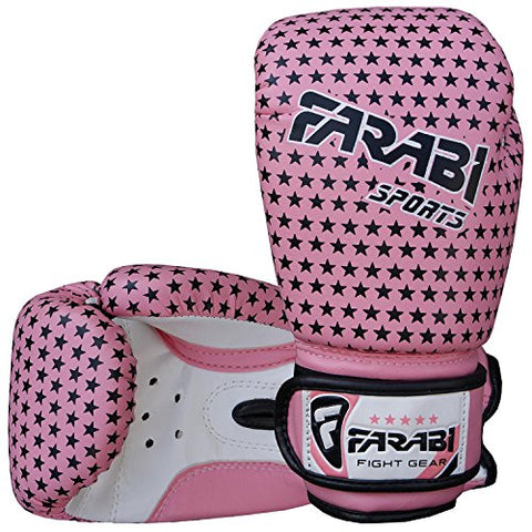 Image of Farabi Boxing Gloves Kids Junior Muay Thai Kick Boxing Training MMA Punching Bag (4OZ, Star Pink)
