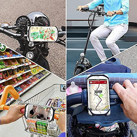 Image of Sounce Bike Phone Mount/Holder, 360 Rotation Silicone Bicycle Phone Holder/Mount, Universal Motorcycle Handlebar Mount Compatible with All Smartphones