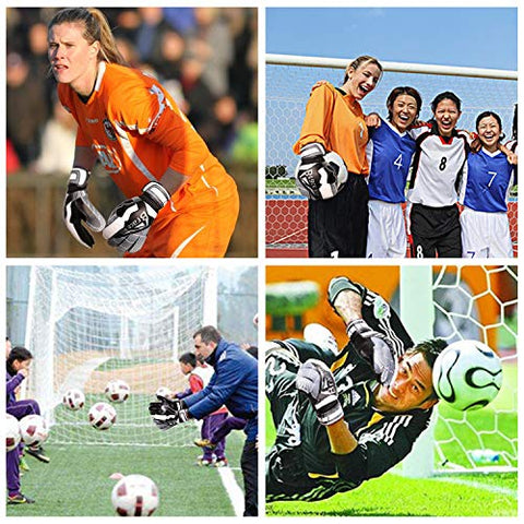 Image of Goalie Gloves with Fingersaves, Black 3+3MM Latex Soccer Gloves Goalkeeper Glove for Youth Kids Adult(Black-Green 10)