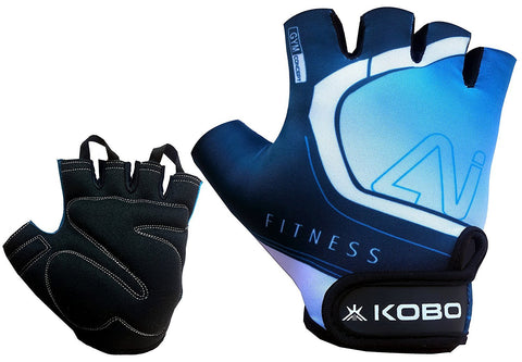 Image of Kobo WTG-20 Lycra-Spandex Gym Gloves, Large (Blue)