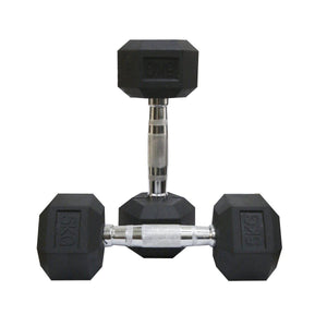 Rubber Coated Hexagonal Dumbbells Set With Wrist Band