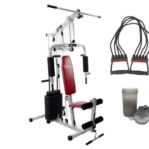 Image of Lifeline Home Gym Equipment Set 002 For Workout At Home Bundles With Chest Expander and Shaker Bottle || Available on EMI-IMFIT
