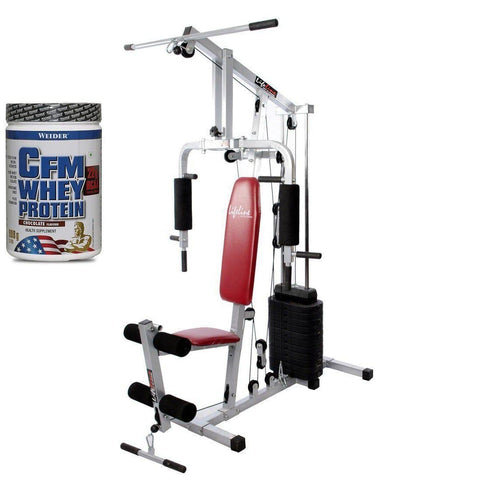 Image of Lifeline Home Gym 002 Bonus with Weider CFM Whey Protein 908 GMS (Vanilla)-IMFIT