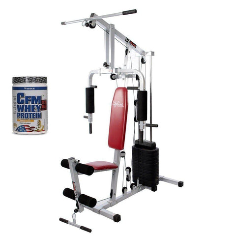 Image of Lifeline Home Gym 002 Bonus with Weider CFM Whey Protein 908 GMS(Vanilla) and Weider Premium BCAA Powder 500GMs (Sunny Orange)-IMFIT
