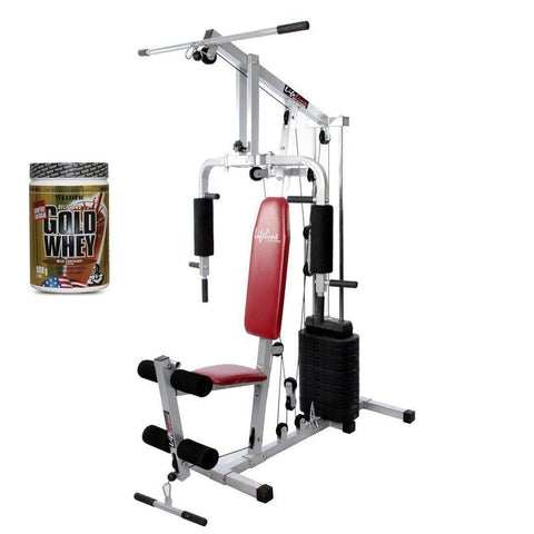 Image of Lifeline Home Gym 002 Bonus with Weider Gold whey Protein 908 GMS (Milk Chocolate)-IMFIT