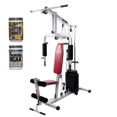 Image of Lifeline Home Gym 002 Bonus with Weider Gold whey Protein 908 GMS (Vanilla Fresh) and Weider Premium BCAA Powder 500GMs (Sunny Orange)-IMFIT