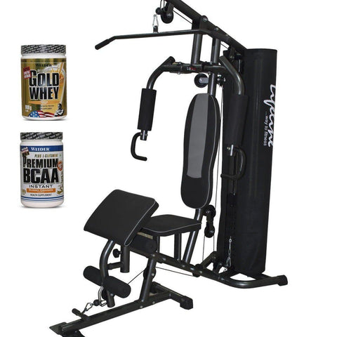 Image of Lifeline Home Gym 005 Deluxe Bundles with Weider Gold whey Protein 908 GMS (Vanilla Fresh) and Weider Premium BCAA Powder 500GMs (Sunny Orange)-IMFIT
