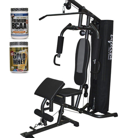 Image of Lifeline Home Gym 005 Deluxe Bundles with Weider Gold whey Protein 908 GMS (Vanilla Fresh) and Weider Premium BCAA Powder (Sunny Orange)-IMFIT