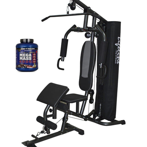 Image of Lifeline Home Gym 005 Deluxe Bundles with Weider Mega Mass 4000 3.9 kg (Smooth Chocolate)-IMFIT