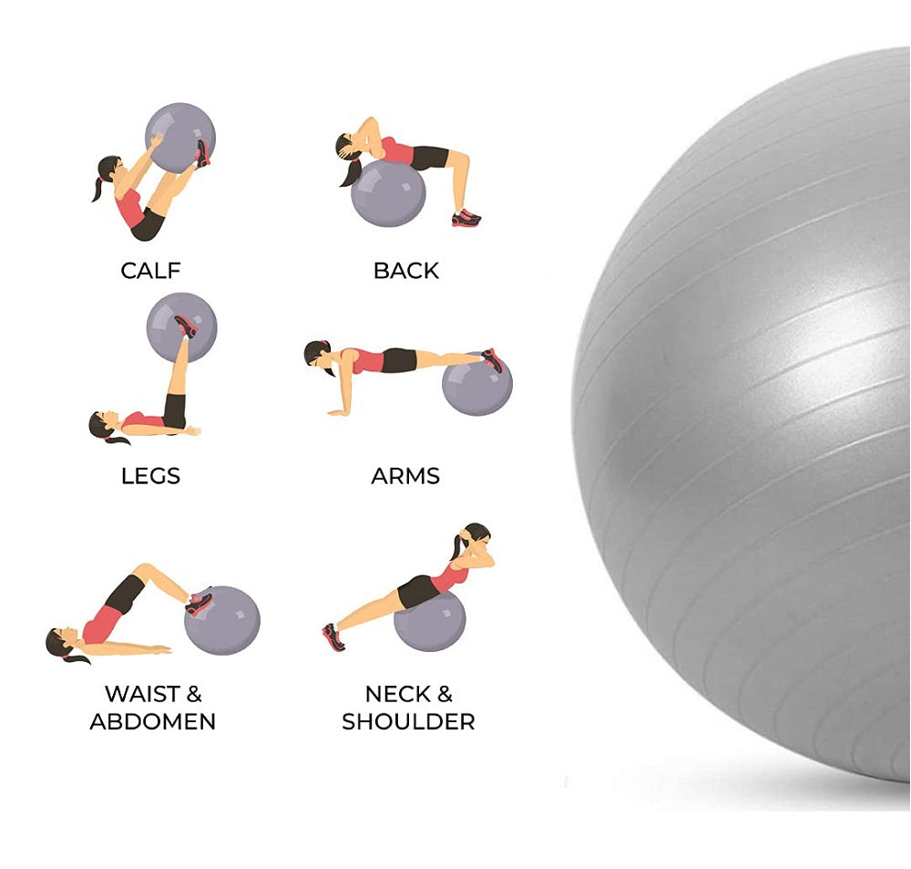 Heavy Duty Anti Burst Exercise Yoga/Gym Ball For Home/Gym (55cm , 65cm , 75cm , 85cm , 95cm)