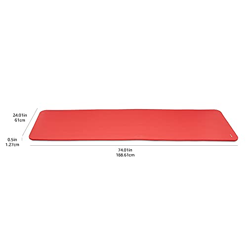 AmazonBasics 13mm Extra Thick Yoga and Exercise Mat with Carrying Strap, Red