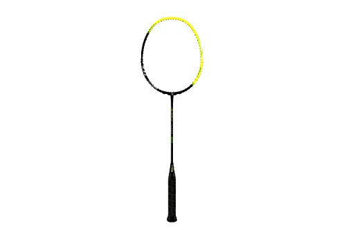 YOUNG Malaysia Carbon Graphite Y-Flash 20 Super Light 74 g, Japanese High Modulus Nano Carbon Badminton Racket, Takes Up to 33 lbs Tension, Includes Full Cover (Yellow and Black)