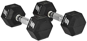 Amazon Brand - Symactive Rubber Coated Hex Dumbbells, Set of 2, 5 Kg