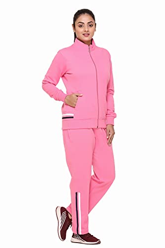 PIPASA Women and Girls Sports Gym Wear Casual Track Suit For Winter (L, BABYPINK)