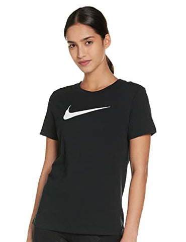 Image of Nike Women's Dry Tee Drifit Crew, Black/Black/Heather/(White), Small