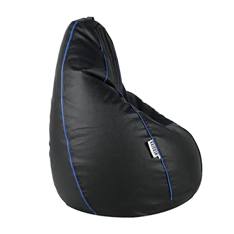 Image of Komfy Couch XXXL Classy Piping Bean Bag Filled (Bean Bag Beans/Bean Bag Fillers) Black & Blue