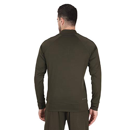Dpassion 4 Way Lycra Slim Fit Trending Casual and Gym Wear Tracksuit for Men (Olive Green; large)