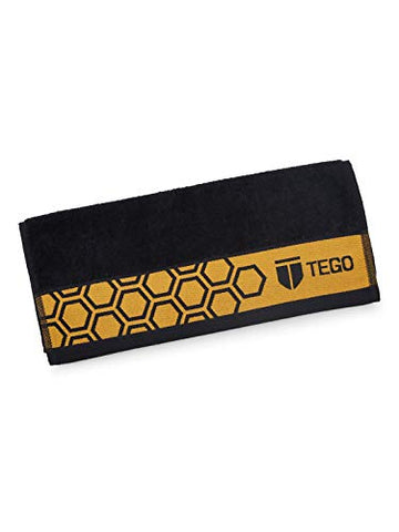 Image of TEGO High Performance Sports Towel (16 x 30 Inches) - Gym Towel, Work Out Towel, Fitness Towel (Jet Black Orange/Green)