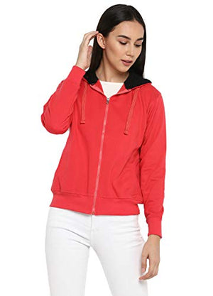 Alan Jones Clothing Women's Cotton Hooded Neck Sweat shirt (WM17-SS01-CARROT-S_Orange, Carrot_S)