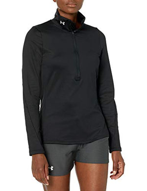 Under Armour Women's Authentics ColdGear 1/2 Zip T-Shirt , Black (001)/White , Large