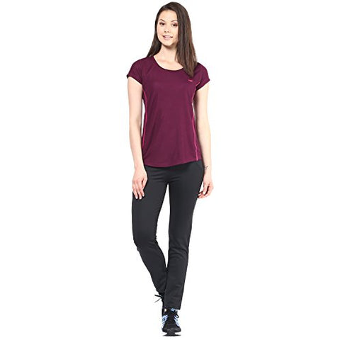 Image of berge' Ladies Polyester Dry Fit Western Shirts & Tshirts for Women, Quick Drying & Breathable Fabric, Gym Wear Tees & Workout Tops (Wine Colour) L