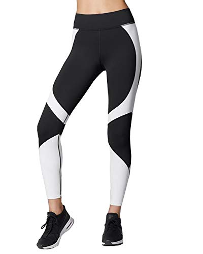 Neu Look Gym wear Leggings Ankle Length Workout Stretchable Tights Active wear High Waist Sports Fitness Yoga Track Pants for Girls & Women ( Black White - XXL )
