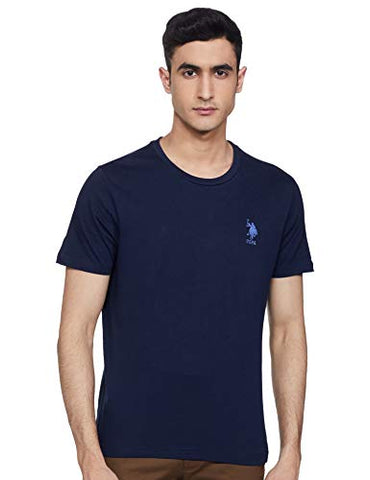 Image of US Polo Association Men's Solid Regular Fit T-Shirt (I633-195-PL_Navy_X-Large)