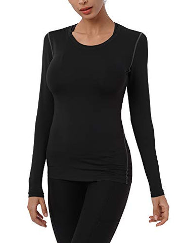 Image of Neleus Women's 3 Pack Dry Fit Athletic Compression Long Sleeve T Shirt,8019,Black/Grey/Coffee,XL