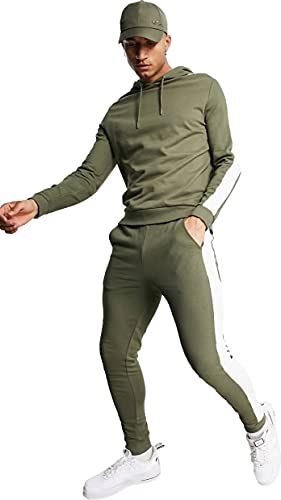 Be savage Olive Green Full Sleeves Co Ords Tracksuit(Top & Sweatpants) for Men (Medium)