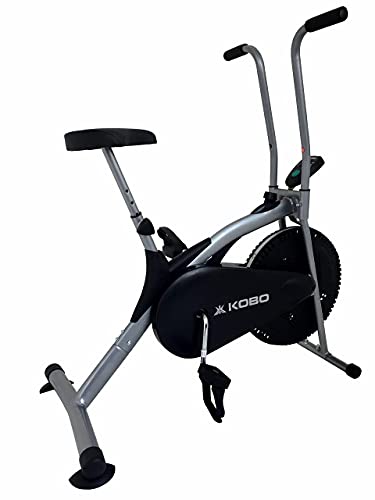 Kobo Imported AB-5 Air Bike Deluxe Exercise Cycle with Fixed Handle and Digital LCD Display Monitor