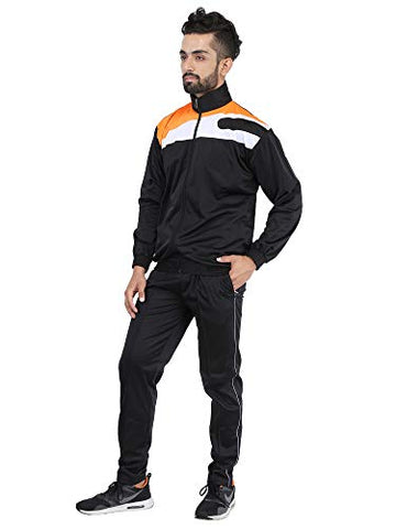 Image of HPS Sports Men's Polyester Tracksuit (HPSTK03_40_Black & Orange_40)