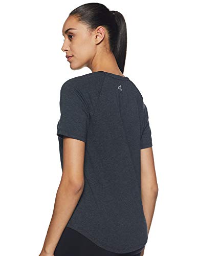 Jockey Women's Plain Regular fit T-Shirt (AW27_Black Melange Large)