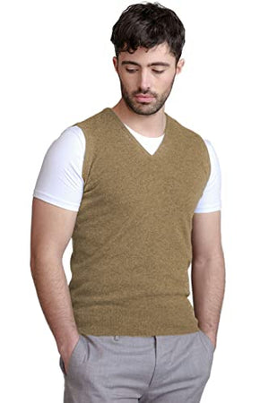BASE 41 Men's Wool V-Neck Sweater (HSR_Beige_M_Beige_Medium)