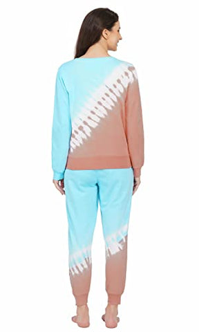 Image of Artemis Women's Tie & Dye Jogger Set-Full Sleeves Jogger Set -Winterwear for Womens & Girls(Brown & Blue)