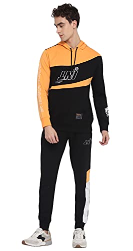 Alan Jones Clothing Men's Cotton Athletic Gym Running Sports Track Suit (TSUIT21-P03_Black_XL)