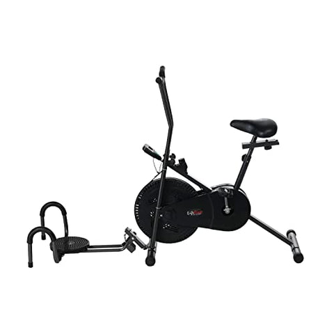 Image of Lifeline Fitness LE-102T Air Bike Exercise Cycle Stationary Handles with Twister & Pushup Bar for Home Gym Workout, Vertically & Horizontally Adjustable Seat, Weight Loss at Home, Max User Weight 100kg