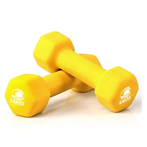 Kakss Neoprene Dumbbells sets for Gym Exercise (Proudly Made in India) (3KG YELLOW PAIR)