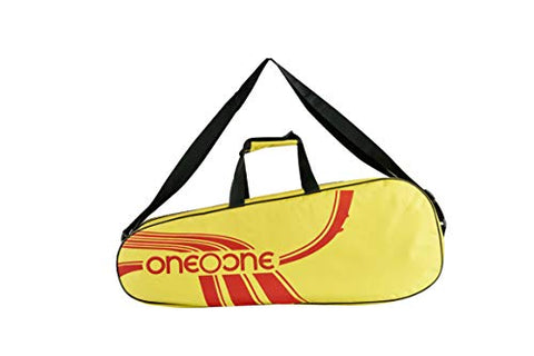 Image of One O One - Lines Lite Collection Double Compartment Yellow + Red Racket KitBag (Badminton/Tennis/Squash)