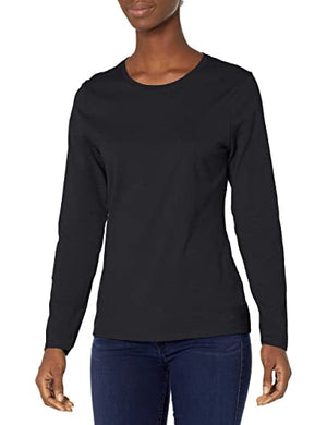 Hanes Women's Long Sleeve Tee, Ebony, Small