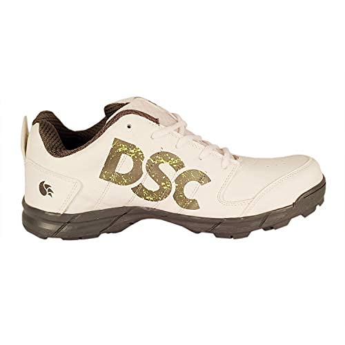 DSC Beamer Cricket Shoe for Men & Boys (Light Weight | Economical | Durable | Size UK: 10) Grey-White