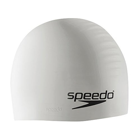 Image of Speedo Silicone Solid Swim Cap, White, One Size/White