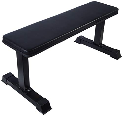 Amazon Basics Flat Weight Workout Exercise Bench - 41 x 20 x 11 Inches, Black, 170 kg Limit
