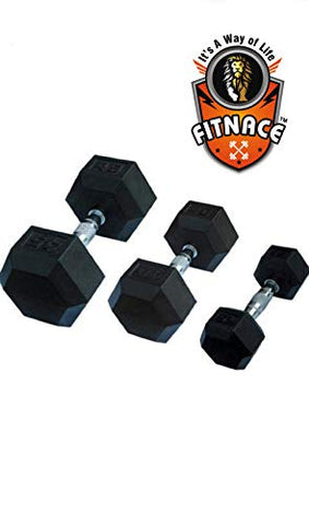 Image of FITNACE Hex Dumbbells 7.5kg X 2 Rubber Coated Hexa Dumbbell 7.5kg Caste Iron, Anti Slip Grip, Hexagonal Dumbbells for Home Gym Professional Strength Training and Weight Lifting & Workout Set